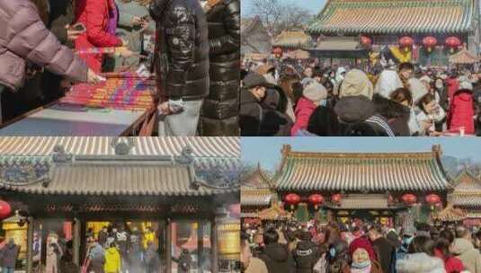 实胜寺皇寺请香烧香拜佛祭拜祈祷祈福新年高清在线视频素材下载