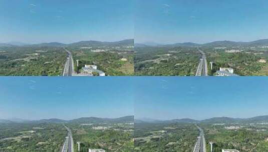 沈海高速航拍广东高速公路惠来县东港公园高清在线视频素材下载