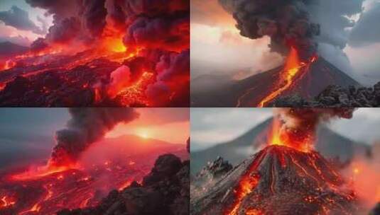 末日活火山爆发喷发岩浆自然灾害素材原创富高清在线视频素材下载