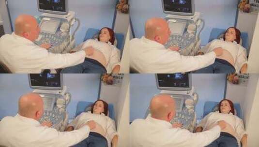 孕妇在诊所接受超声波扫描高清在线视频素材下载