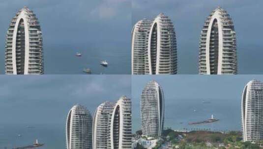 海南三亚湾建筑航拍高清在线视频素材下载
