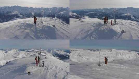 奥地利山顶上美丽的无人机视差效果，有两个高清在线视频素材下载
