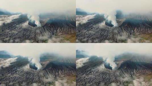 航拍Bromo火山云海高清在线视频素材下载