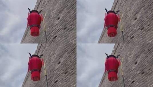 城墙红灯笼高清在线视频素材下载