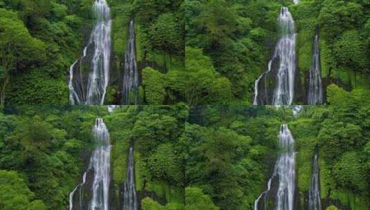 4k超清近距离拍摄瀑布，绿色群山高清在线视频素材下载