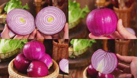 洋葱  新鲜洋葱 紫皮洋葱高清在线视频素材下载
