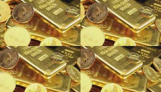 金币和金条，国际黄金汇率交易高清在线视频素材下载