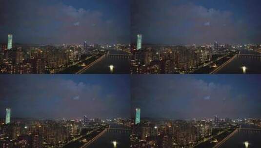 广东省广州市珠江夜景猎德大桥航拍风光4k高清在线视频素材下载