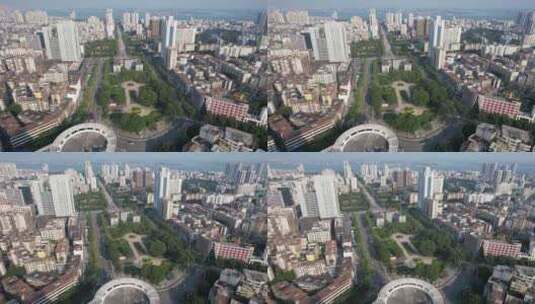广东湛江人民广场人民大会堂航拍高清在线视频素材下载