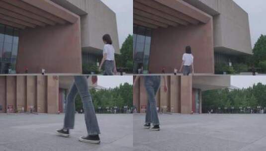 天津文化中心模特行走1高清在线视频素材下载