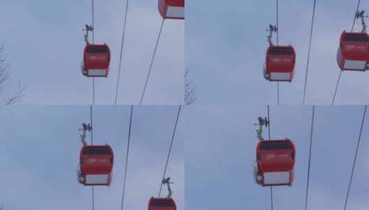 航拍吉林省吉林市北大湖滑雪场的吊厢缆车高清在线视频素材下载