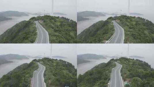 原创航拍LOG台州玉环1号公路风力发电4K-1-5高清在线视频素材下载