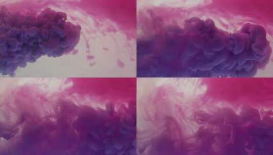 水中粉色和紫色颜料混合高清在线视频素材下载