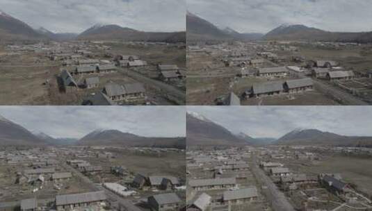 新疆 航拍 禾木 风光 木屋 雪山 公路高清在线视频素材下载