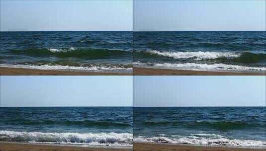 海滩奔涌的海浪高清在线视频素材下载