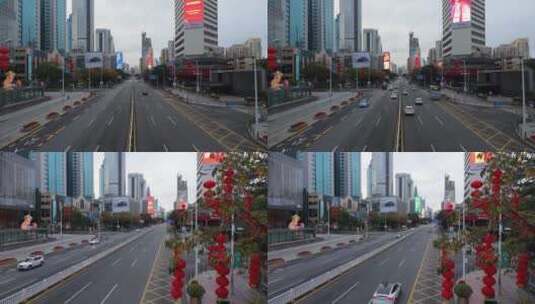 深圳市深南大道东西方向视角4K高清在线视频素材下载