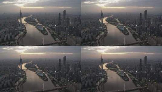 广州塔 珠江新城 猎德 大桥日出 日落 黄昏高清在线视频素材下载