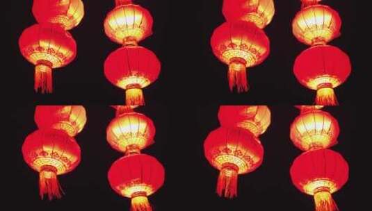 郴州古街裕后街春节夜晚红色灯笼5高清在线视频素材下载