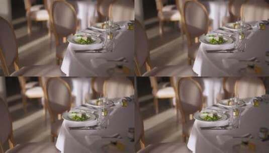 豪华婚礼晚宴的餐桌高清在线视频素材下载