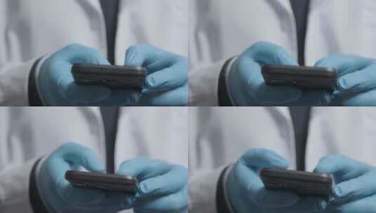 医疗专业人员使用智能手机的特写镜头高清在线视频素材下载