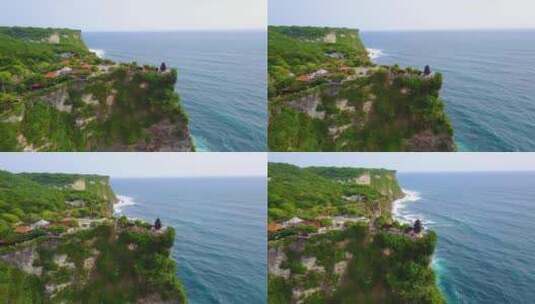 航拍巴厘岛悬崖上的寺庙高清在线视频素材下载