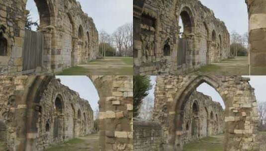 圣奥斯瓦尔德修道院废墟高清在线视频素材下载