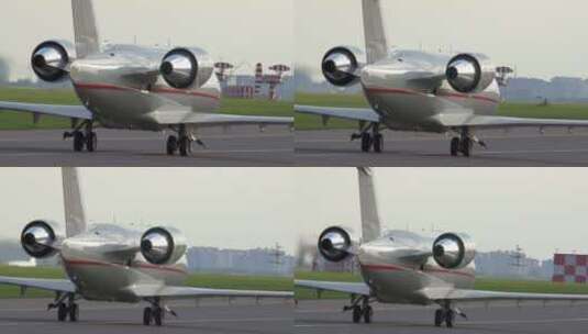 喷气式飞机在跑道上滑行高清在线视频素材下载