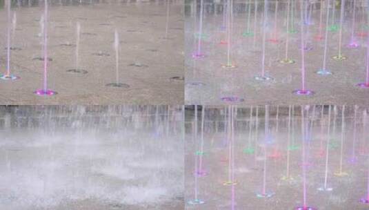 夏天广场上的音乐喷泉高清在线视频素材下载