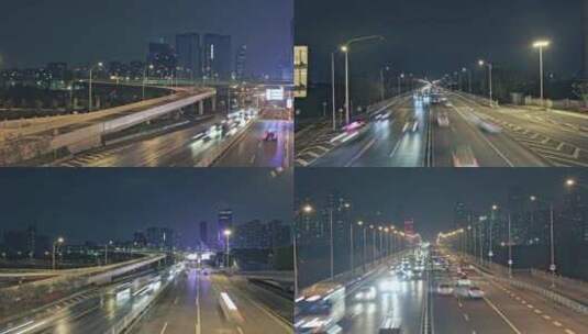 城市车流夜景延时摄影高清在线视频素材下载