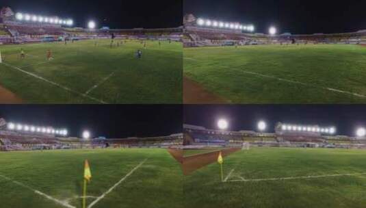 4k体育场视频夜晚灯光球场足球运动员比赛高清在线视频素材下载