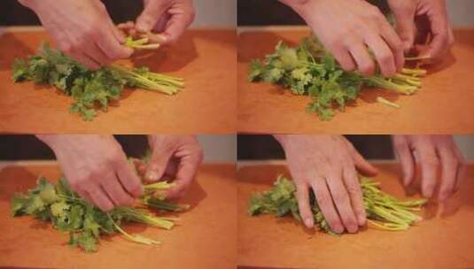 菜刀切香菜高清在线视频素材下载