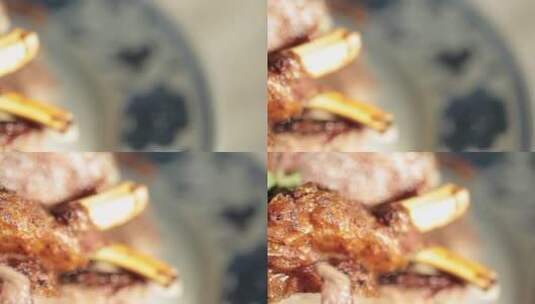 烤羊排手把羊肉烤肉高清在线视频素材下载