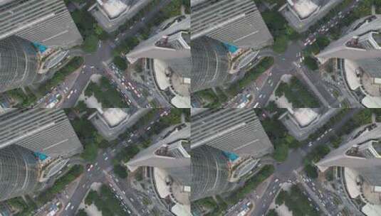 广州天河城市延时航拍建筑俯瞰交通车流高清在线视频素材下载