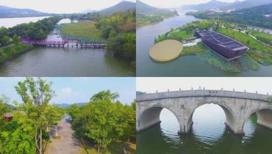 杭州湘湖航拍高清在线视频素材下载