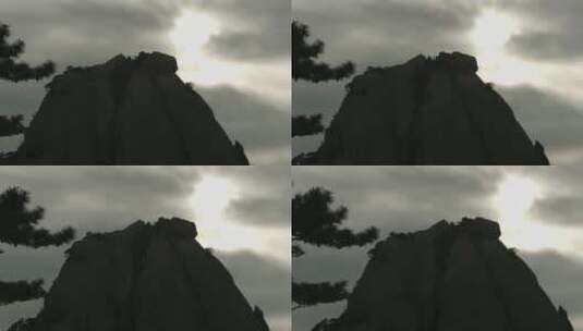 旅游景区 黄山山顶 迎客松 青狮石 剪影高清在线视频素材下载