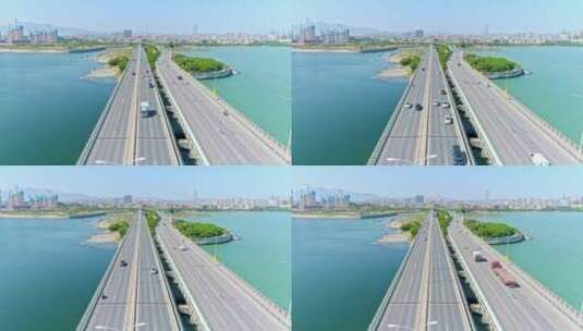 厦门新阳大桥城市车流交通航拍高清在线视频素材下载