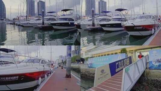海南三亚游艇码头高清在线视频素材下载