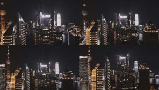 上海银行厦夜景航拍高清在线视频素材下载