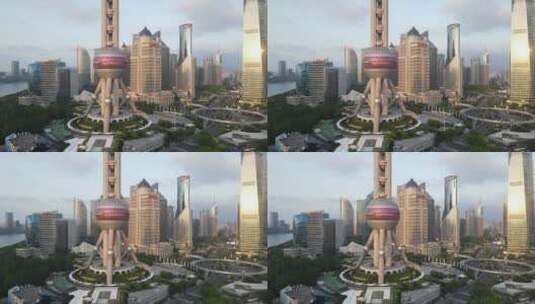 上海东方明珠陆家嘴地标4K航拍高清在线视频素材下载