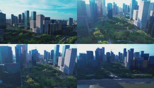 杭州东方润园城市建筑航拍高清在线视频素材下载