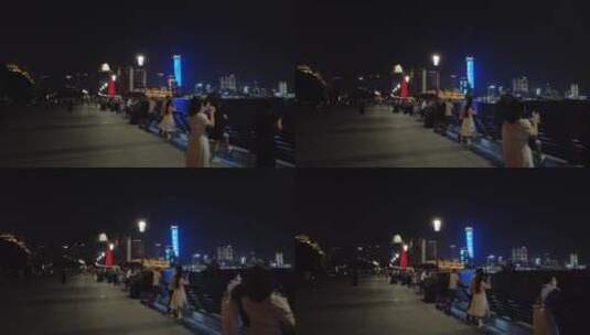 上海南京东路外滩外白渡桥黄浦区夜景4K实拍高清在线视频素材下载