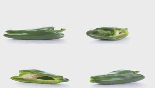 【正版素材】蔬菜切青椒白背景特写高清在线视频素材下载