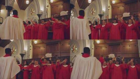 教会里的牧师合唱团高清在线视频素材下载