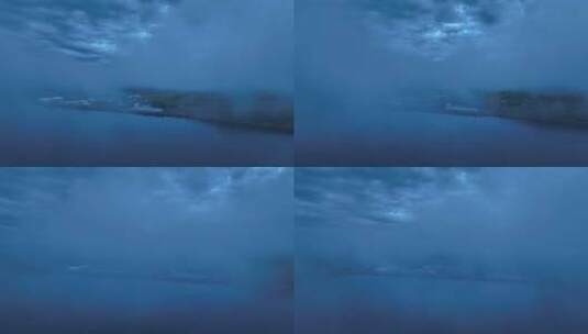 航拍黎明湖光山色云雾风景高清在线视频素材下载