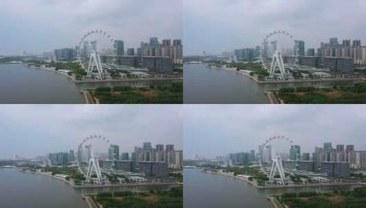 深圳宝安欢乐港湾全景航拍左环绕高清在线视频素材下载