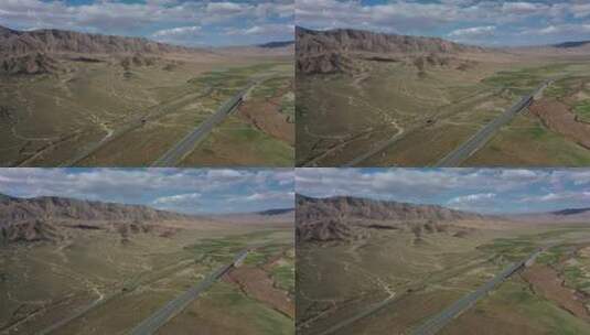 G6国道京藏高速公路格尔木段航拍景观高清在线视频素材下载