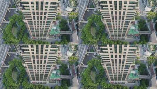 航拍俯视上海中环广场建筑外立面高清在线视频素材下载