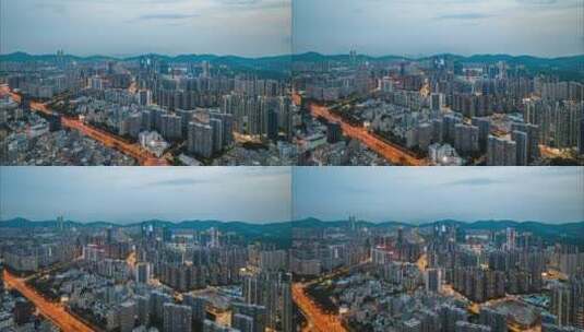 深圳龙华区夜景大全景航拍数字龙华高清在线视频素材下载