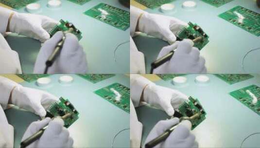 焊接绿色电子电路板高清在线视频素材下载