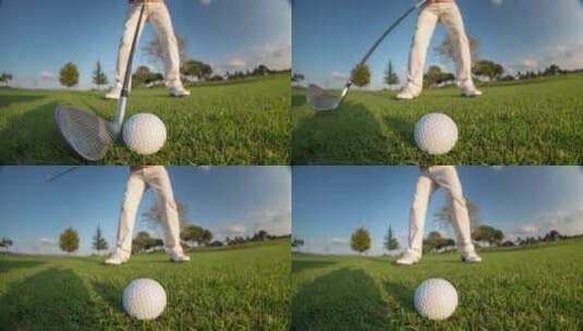 高尔夫击球特写高清在线视频素材下载